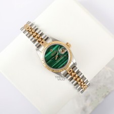 ROLEX LADY DATEJUST 79173 GOLD & STEEL 26MM GREEN MALACHITE DIAL 18K FLUTED-B&P 3