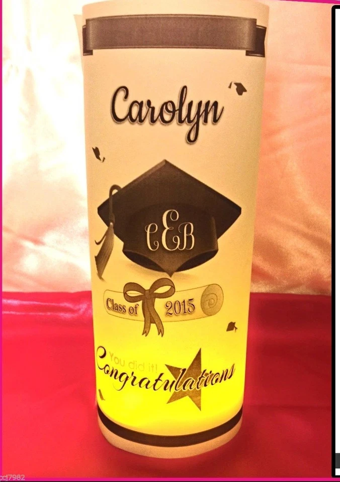 5 Centros de Mesa Luminarias Graduación Vitela Personalizados Decoraciones Fiesta Foto 4 de 4