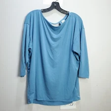 Athleta Twist Back Top Women's Blue Soft Long Sleeve Size Medium Solid Polyester