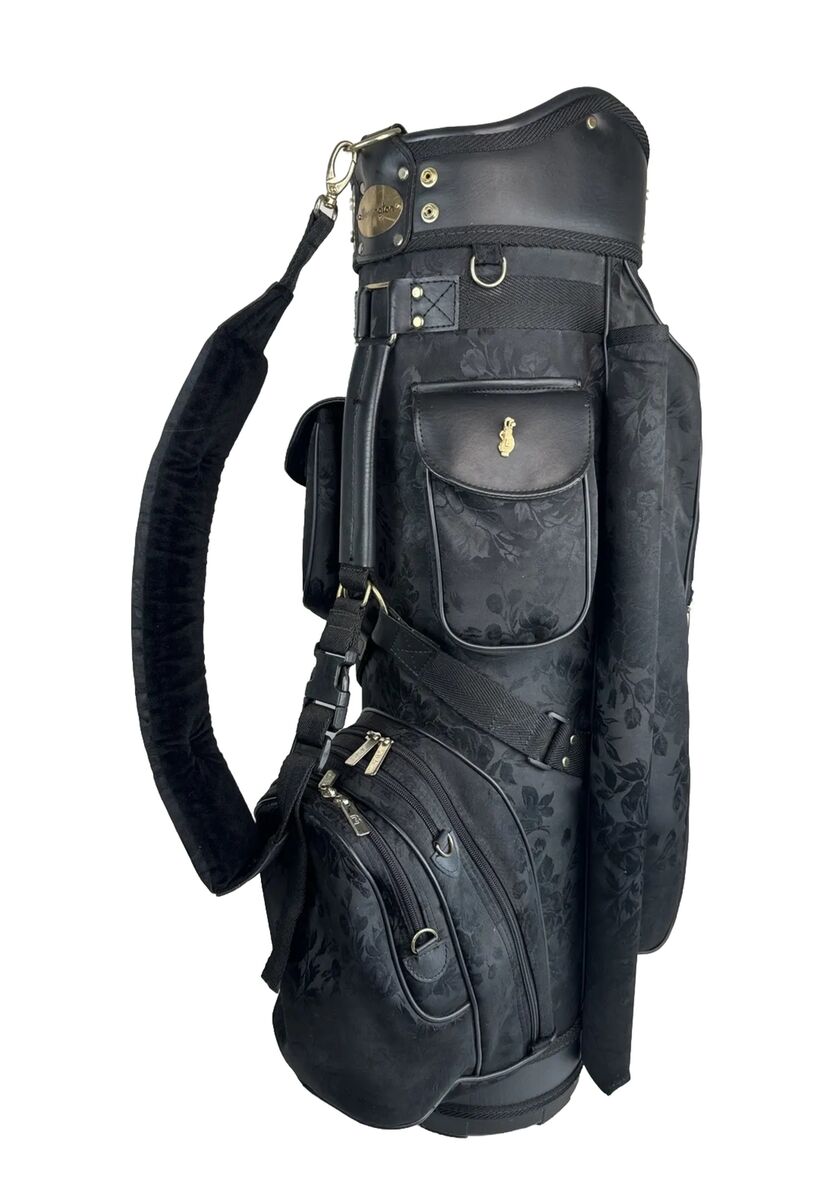 Vintage Bennington Floral Black Cart Golf Bag With Rain Hood Vintage Bennington Floral Black Cart Golf Bag With Rain Hood