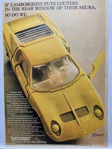 1969 Lamborghini Miura Matchbox #33 Retro MCM Original Print Ad 60's