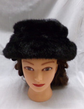 Women's Black Faux Fur Fluffy Cap Hat Laura Ashley NEW with Tags