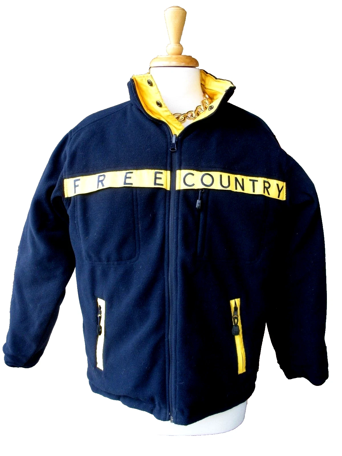 $385 FREE COUNTRY Athleisure Waterproof Nautical REVERSIBLE Jacket Coat L