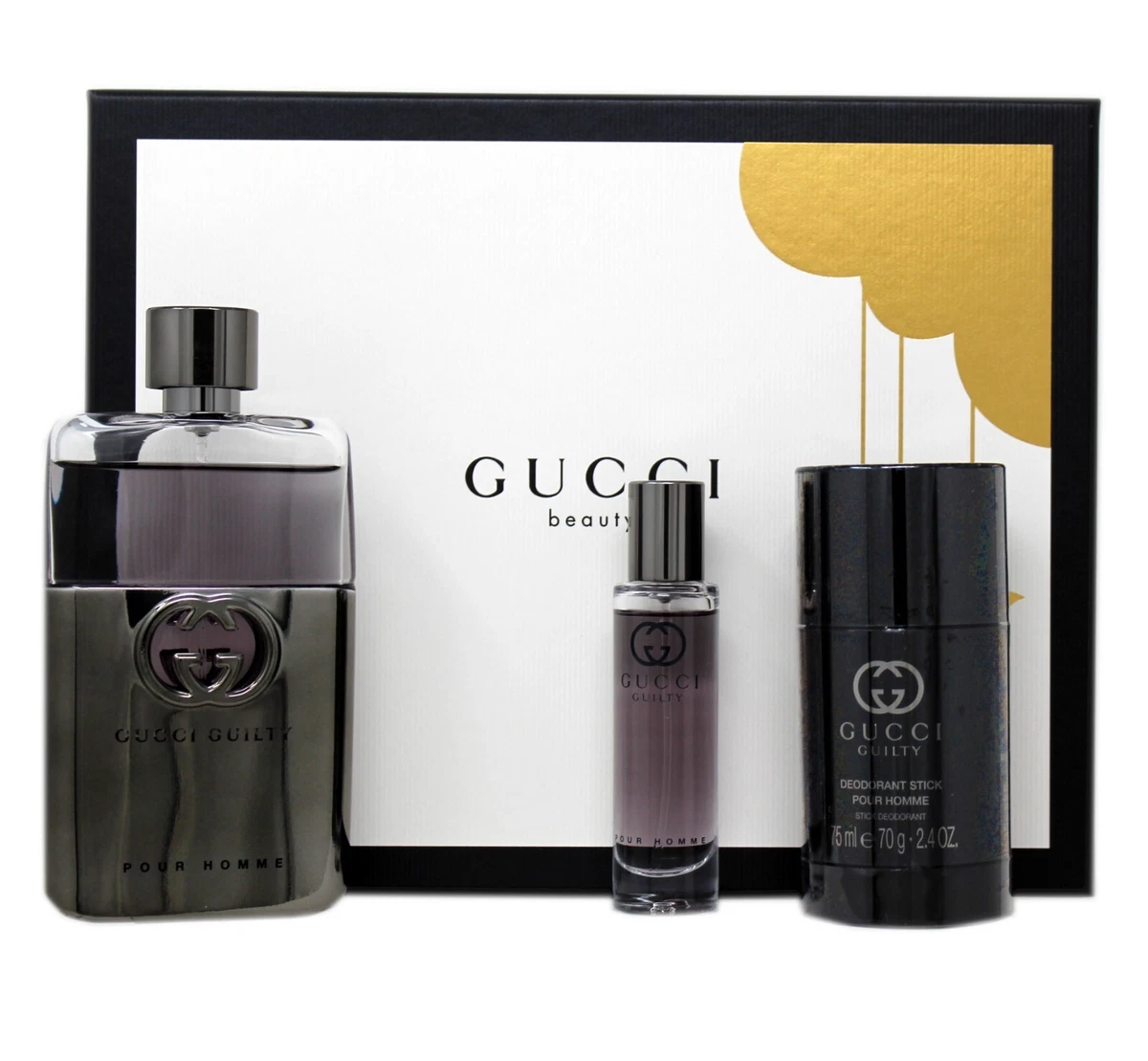 GUCCI GUILTY POUR HOMME 3 PIECE SET EAU DE TOILETTE SPRAY 90 ML/3 FL.OZ NIB | eBay