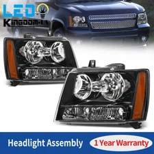 Black Headlights Fits For 2007-2014 Chevy Tahoe Suburban Amber Corner Headlamps
