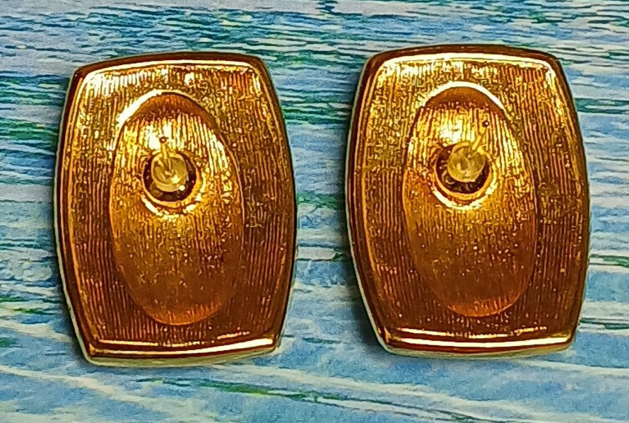 Vintage Black Rectangular Enamel Earrings Gold To… - image 4
