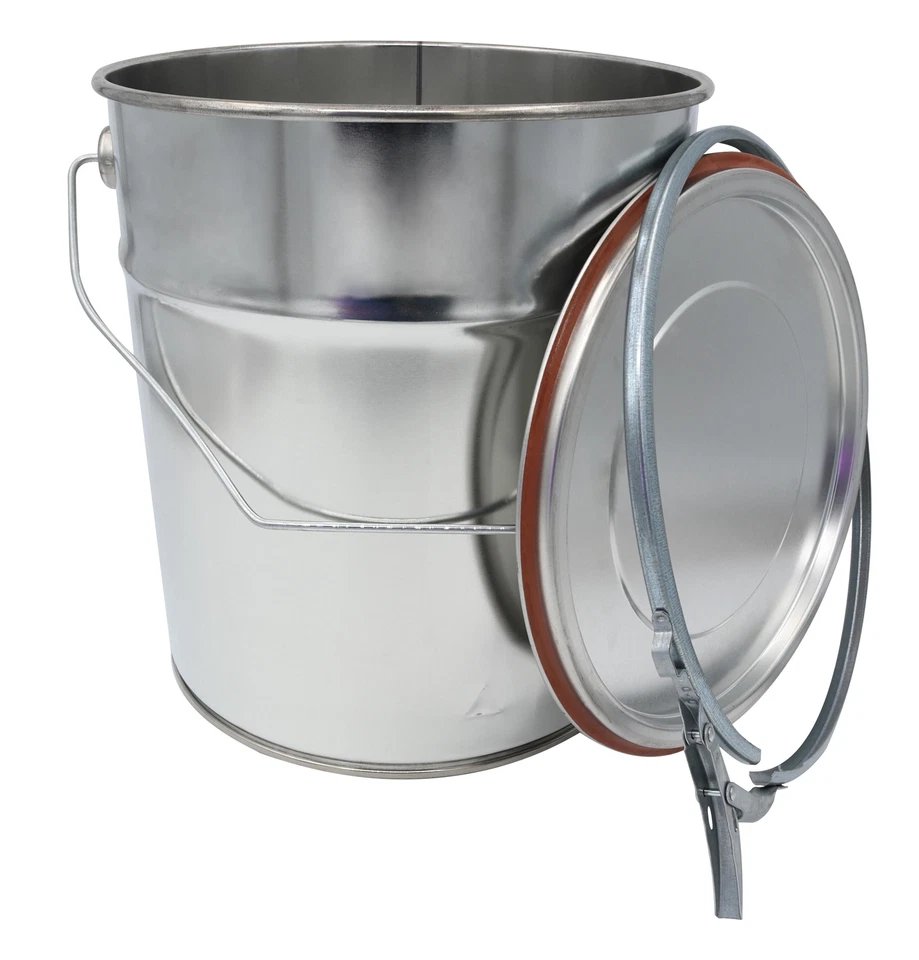 Leerer Blecheimer verzinkt mit Henkel inkl. Deckel 10,0 L | Eimer Metall abfülle - Bild 3 von 4