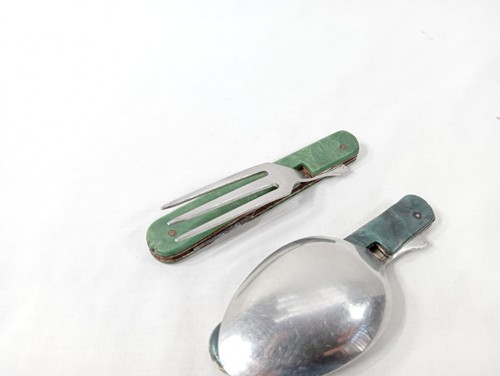 Tourist Set USSR Folding Fork And Spoon Opener Travel Camping Soviet Vintage - Picture 4 of 24