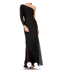 Mac Duggal Asymmetric Gown DRESS BLACK MULTI SIZE 4 (26522)