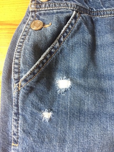 GAP Size Large Denim SHORTALLS Blue Jean Denim Overall Shorts Girls 27”waist 4” - Picture 15 of 16