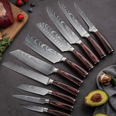 Küchenmesser Chef Messer Damaskus Muster Fleischbeil Edelstahl Scharfes Messer