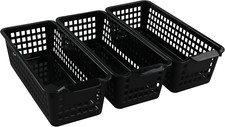 6 Pcs Small Plastic Storage Baskets Black 11.6x5x3.4in Organizer Bins