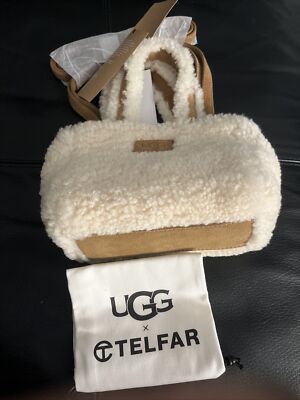 NWT Telfar+UGG Women Bag Reverse Shopper Double Handle Small Color: Natural