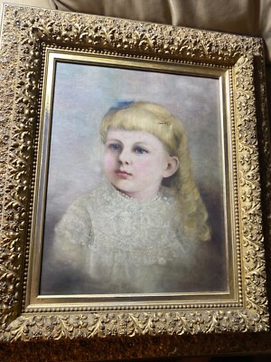 Superb American School ''Portrait Of A Young Girl'' Oil Painting - Framed