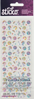 NEW! Sticko Tiny UNICORNS AND RAINBOWS 139 pieces! 00072 Fast FREE Shipping!