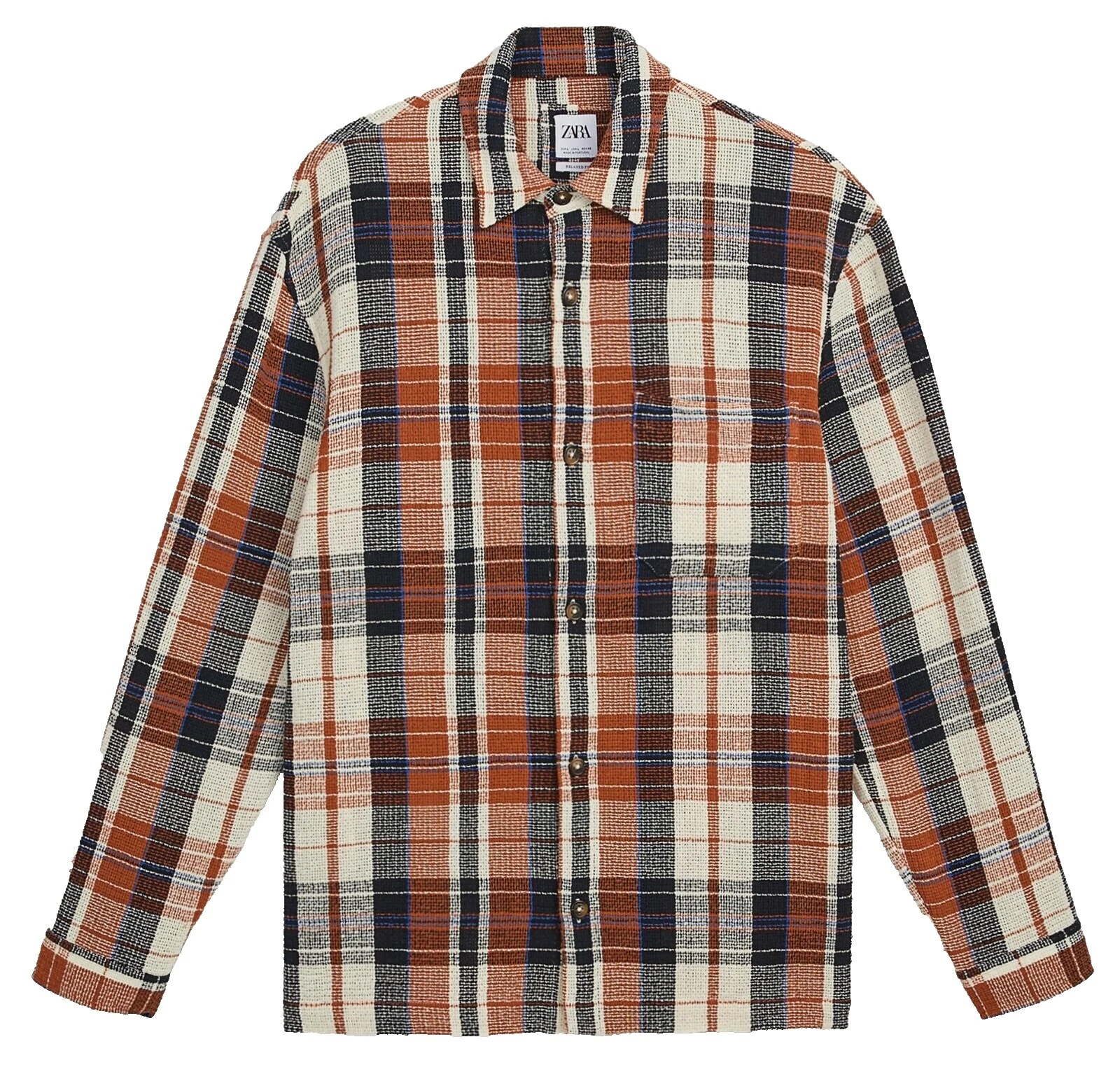 Zara Polyester Regular Size Casual Button-Down Shirts for Men