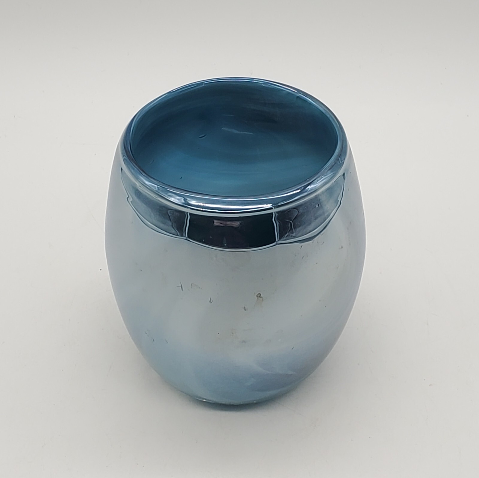 Art Glass Blue Swirl Mcm  Retro Flare