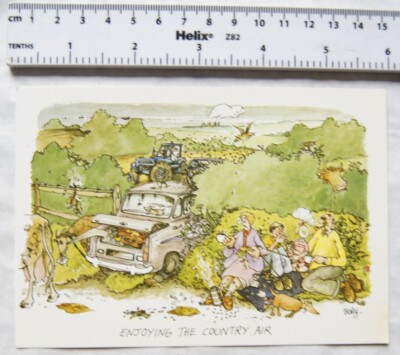alte Comic Postkarte - Die Landluft genießen