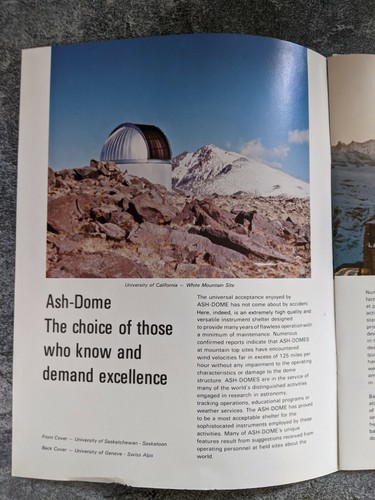 Vintage Observatory Astronomy Ash-Dome Brochure Diagrams Ash Manufacturing Ad - Picture 3 of 10