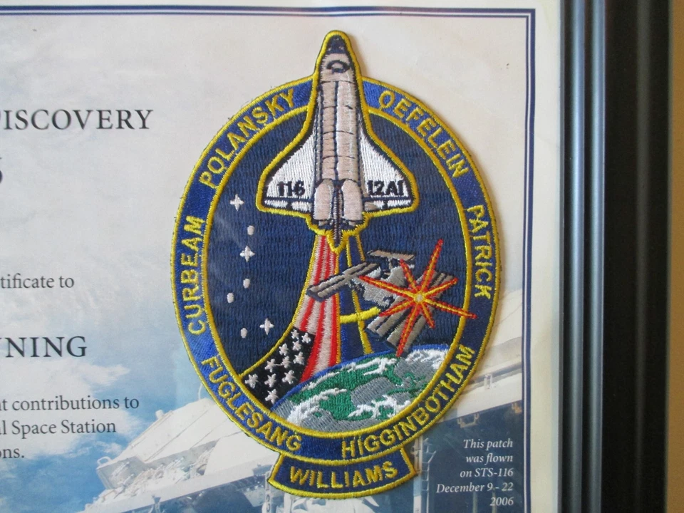 NASA SPACE SHUTTLE STS-116 SPACEHAB/SPACE STATION CERTIFICATE w/FLOWN PATCH-2006 - Image 4 of 4