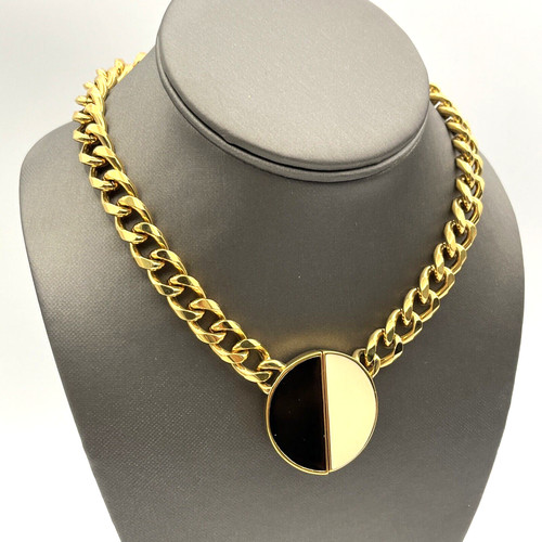 Vintage 80s MONET Enamel Statement Runway Chunky Collar Necklace Gold Tone 16", $35.96 - Photo 6