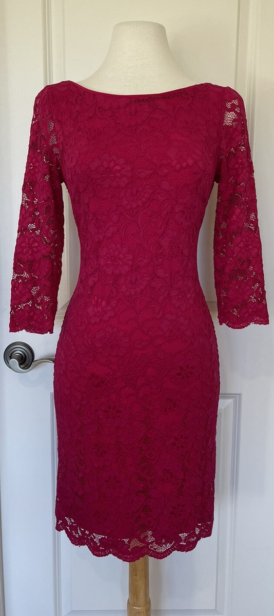 White House Black Market 3Q Sleeves Stretch Lace Pink Dress- Sz S~  BEAUTIFUL-NWT | eBay