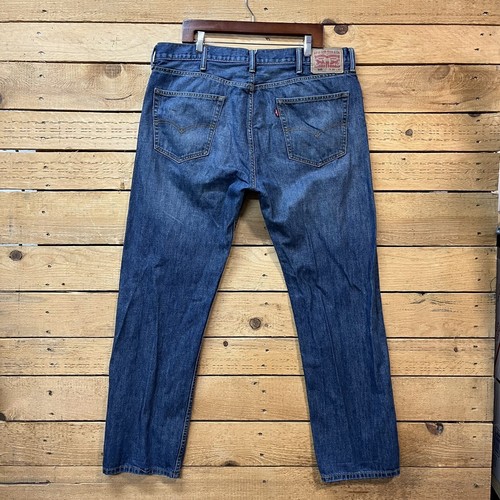 Levis Vintage 505 Jeans Mens Regular Fit Straight Leg Blue 38x32 Cotton Dark - Picture 3 of 12