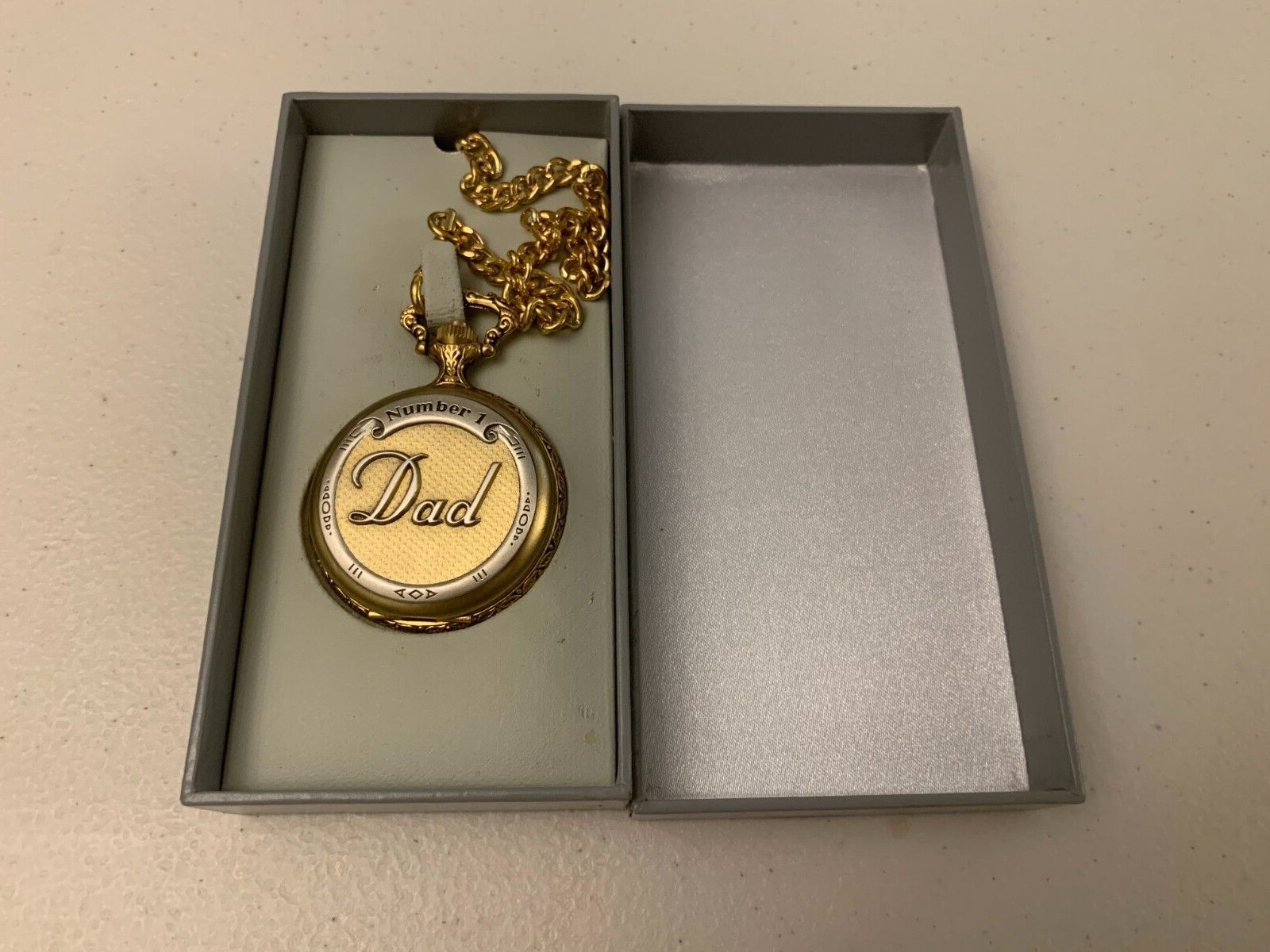 Men's Vintage Pocket Watch Majesti Swiss "Dad Number 1" With Box