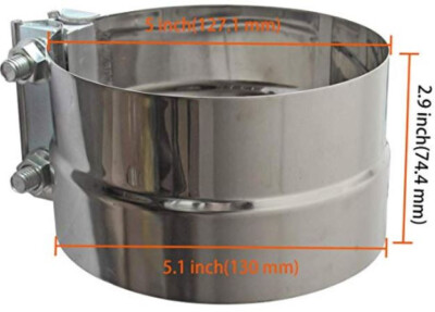 5'' Flat Band Clamp TORCTITE Preformed Stainless Exhaust Step Lap Joint H-51115