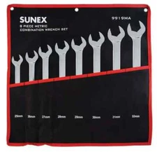 Sunex Tool  9919MA 8 Piece Metric Full Polished V-Groove Combination Wrench