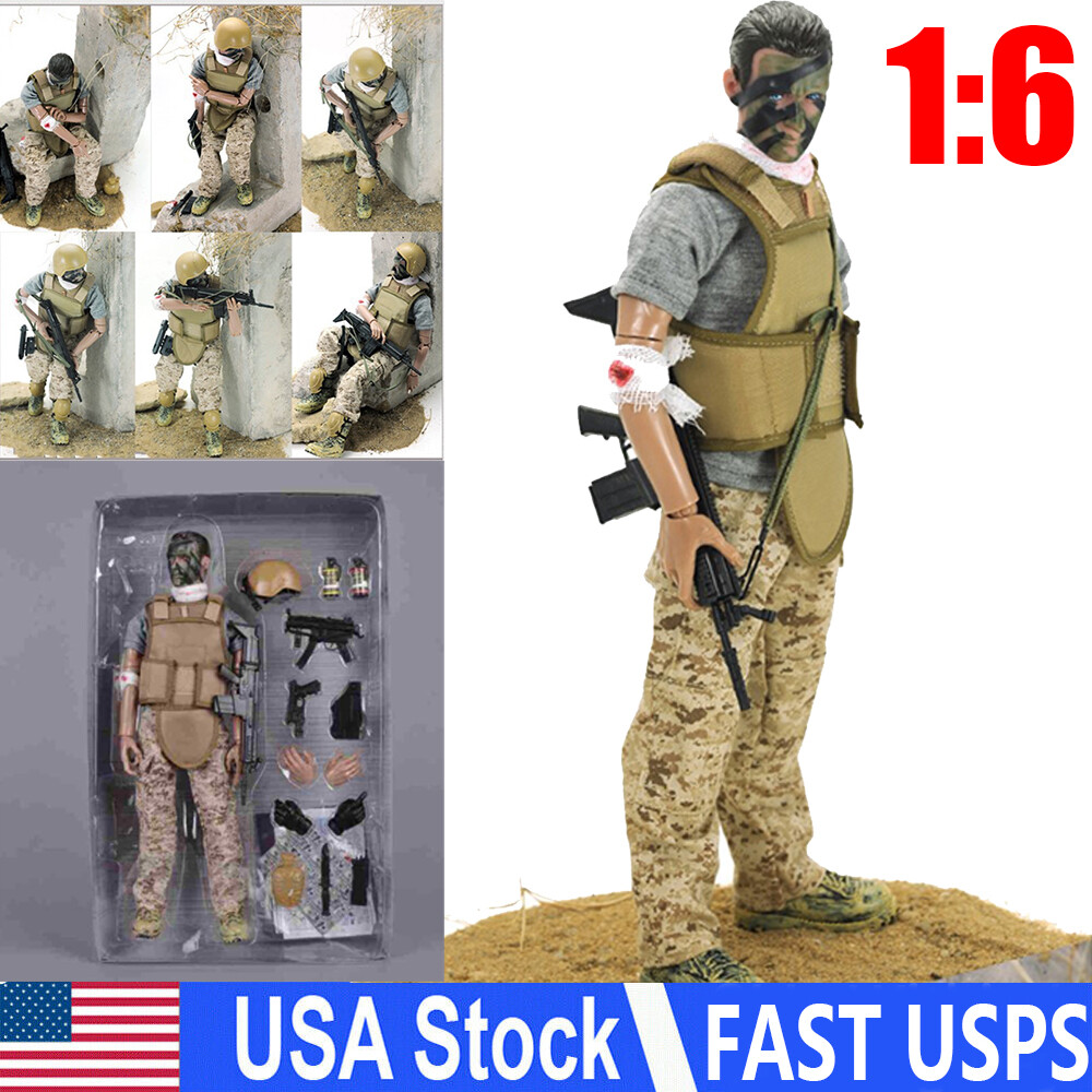 1:6 Scale Heroic wounded Soldier Action Figures Military Model Toys Xmas Gifts