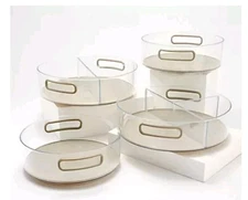 CELLA  4-Piece Clear Turntable Set with Removable White Liners - BRAND NEW