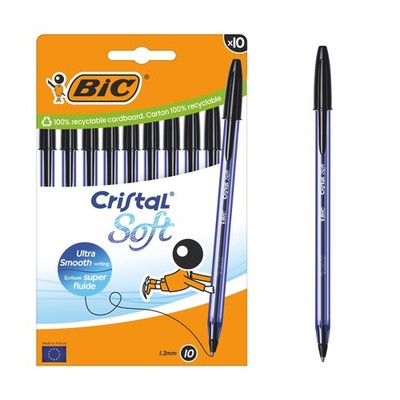 BIC Penne a Sfera Cristal Soft con Punta Media (1,2 mm) e Inchiostro Softline - 