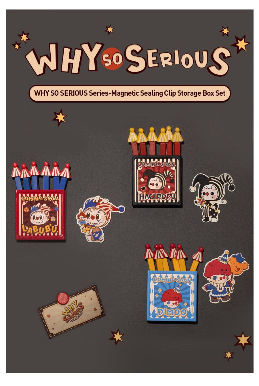 POP MART WHY SO SERIOUS Series - Magnetic Sealing Clip Storage Box Set FULL CASE