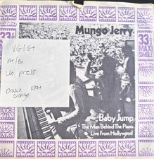 Mungo Jerry Baby Jump Vinyl Record 7" VG/G+ DNX 2510 1971