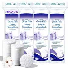 Premium Cotton Pads for Face, 400 Count round Makeup Remover Pads, 100% Pure & N