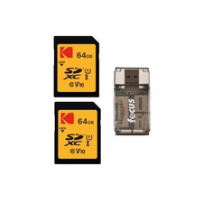 Kodak 64GB Class 10 UHS-I U1 SDXC Memory Card 2-Pack with Card Reader Bundle