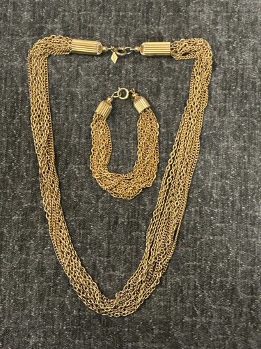 Sarah Coventry Vintage Gold-Tone Necklace And Bracelet Costume Jewelry