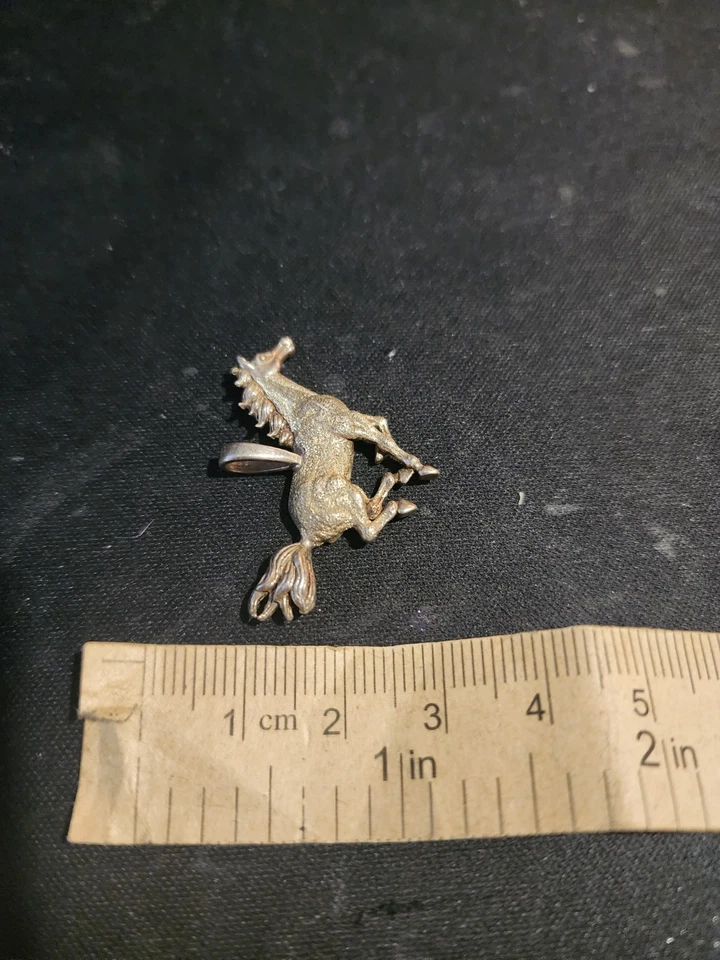 Vintage Kabana 925 Sterling Silver Pavé Large Running Arabian Horse Pendant - Image 3 of 3