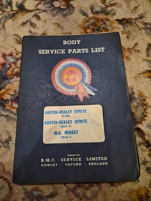 Original BMC Factory 1968 Austin Healey Sprite/MG Midget Body Service Parts List