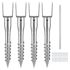VEVOR No Dig Ground Anchor 4 Pack 3.94 x 2.76 x 27.56 in DIY Screw in Post Stake