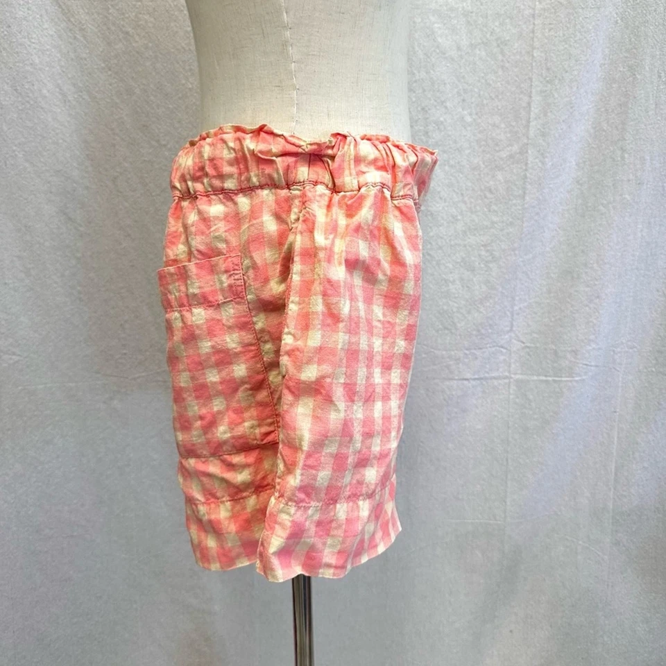 Pantalones cortos Lou & Grey Gingham rosa/beige 100% lino tiro alto talla pequeña Foto 4 de 4