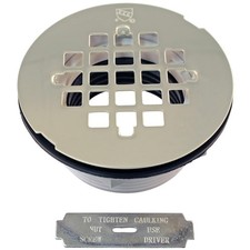 Polished Nickel Shower Drain with 4-1/4" Round Grid