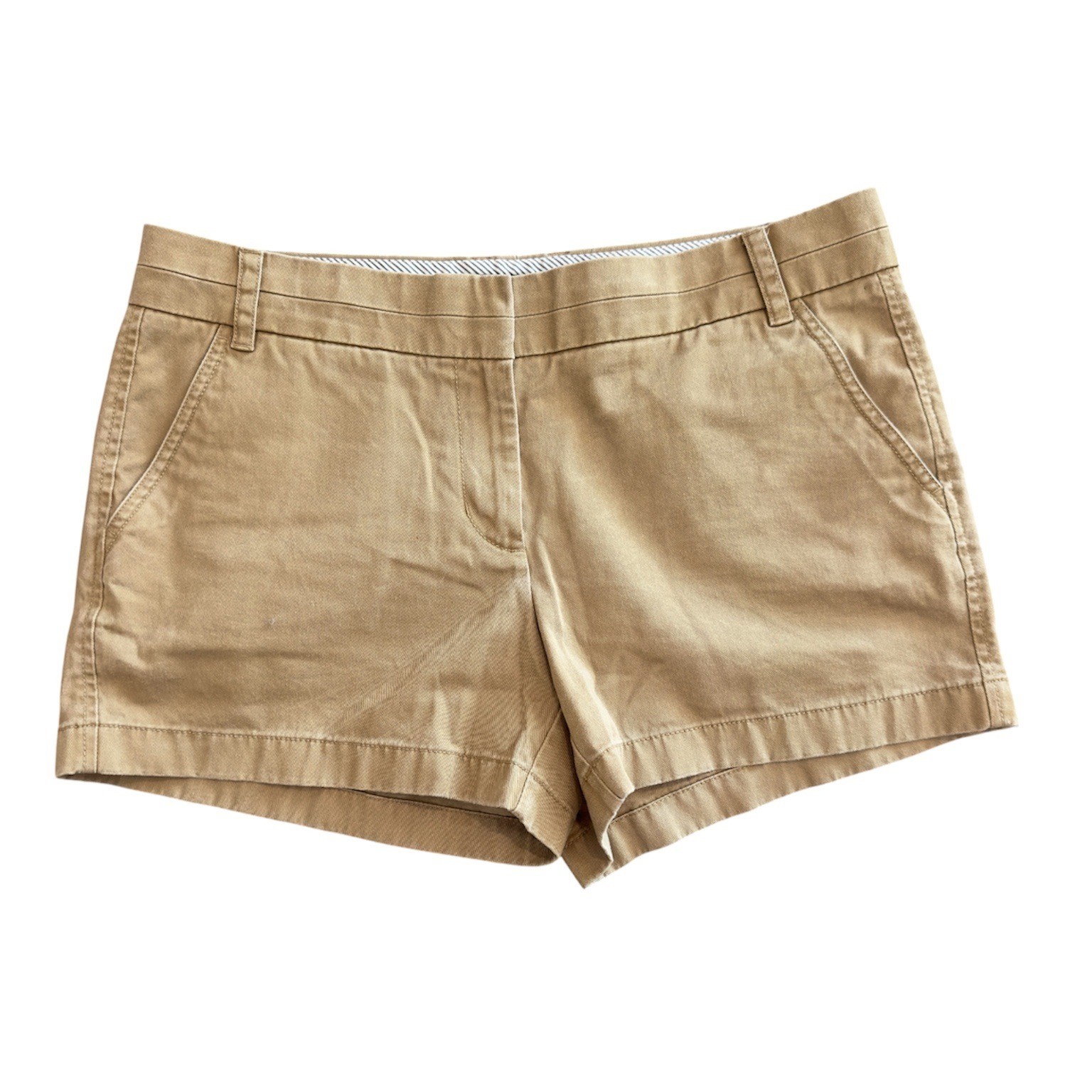 J.Crew Womens Chino Shorts Tan Khaki Cotton Size 10 Preppy Summer 3in Inseam