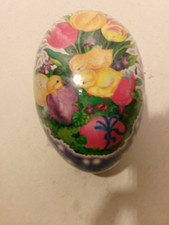Made in Germany 8" Paper Easter Egg Candy Container -Chicks Tulips sealed