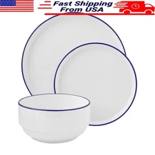12-Piece Stoneware Dinnerware Set Microwave Dishwasher Safe Modern Design New