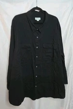 AVA & VIV Women plus size 4X Black button down long sleeve Shirt