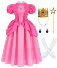Adult Princess Peach Costume Women Halloween Princess Dress with Accessory