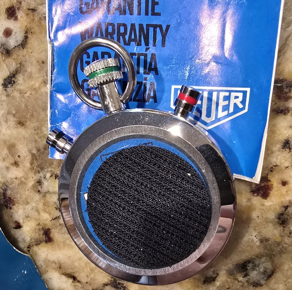 Cronómetro Heuer Trackmaster 3" 3 botones vintage funciona, caja, manual de instrucciones Foto 4 de 4