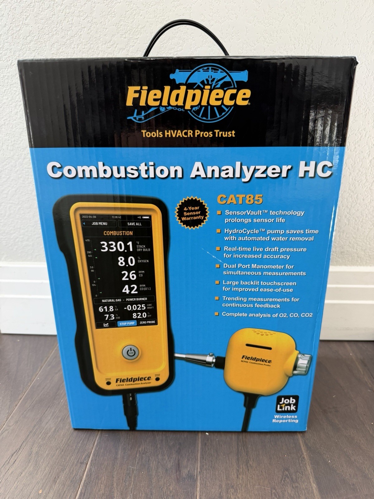 Fieldpiece CAT85 Combustion Analyzer HC O2 CO CO2 Probe Case USB-C Pump